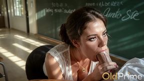 i locked myself in the classroom with my horny elderly teacher and punished this mature bitch hard with my huge cock right on the teacher s desk [ai]