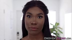 Black bdsm teen throating and riding cock
