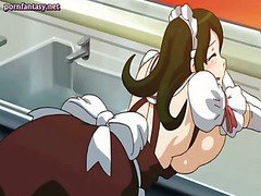 Anime gets masturbated with carrot