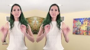 kit summers tries and models a sexy tank style white shirt