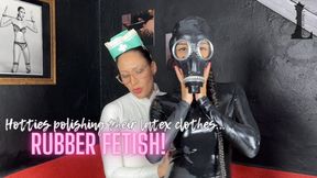 Ms Eduarda Leal and Ms V Black polishing their latex clothes (720 EN-sub)