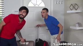 MILFs Crystal Rush and Kyla Keys seduce their stepsons after finding their sex toys
