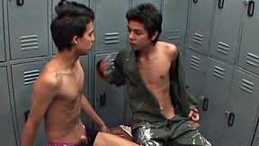 Skinny Spanish twink drilled in locker room