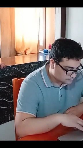 My Cuckold Husband Works While My Stepson Fucks Me in the Kitchen No