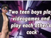 Two teenage boys paying videogames ended up sucking each other's cock