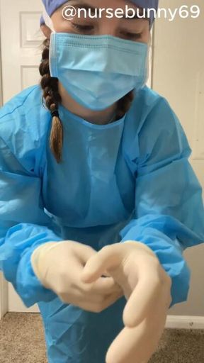 Surgical PPE Glove Up and Masturbation