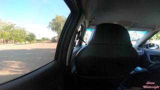 Risky Car Blowjob During Taxi Ride