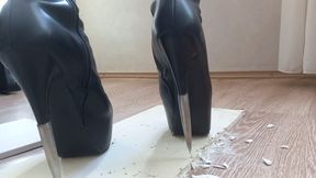 With sharp Metal heels I crush plywood and drywall !