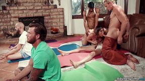 Hot brunette meditation instructor Lilith gets gangbanged by all her black