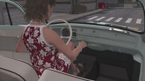 1967 VW Beetle Cranking Template - Angie in Slide Sandals 1080p