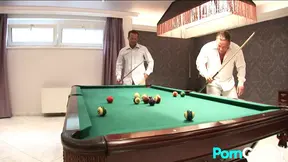 Busty Mandy serves two studs with her holes