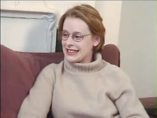 Geeky golden-haired with glasses likes getting jizzed after hard bang