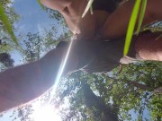 Outdoor facefuck and creampie for busty cyclist