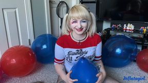 Harley Quinn Busts Balloons In Your Face