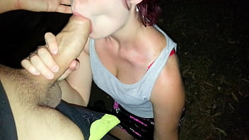 Tabitha sucks my cock outdoors