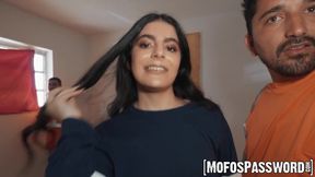 Brunette babe Angel Gostosa gets gangbanged and throat-fucked