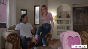 Hunk Stepbro Bangs His Busty Trans Stepsis Bareback