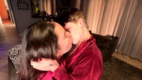 Eating out a mature petite slut's pussy until she orgasms, sucking on her big flappy pussy lips.