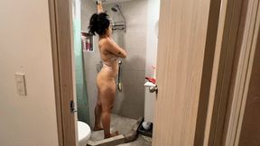 Will the sexy Giantess find her little pervert who likes to spy her when she is naked taking a shower??
