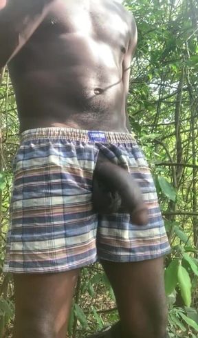 Wanking in the Woods Huge Cumshot