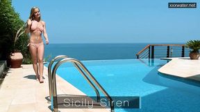 Hot wet masturbation of the Siren by the pool