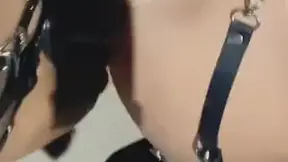 Teen Girl Hardcore Straps On Guy with Huge Dildo with moans on a leash Public Outdoors, Pegging