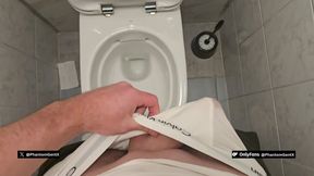 Horny Gym Guy Strokes in the Toilet and Shoots a Thick Load