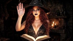 spells and sex - sexy witch in black mini meets blonde in forest, lesbian play & magical fuck ai generated