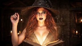 spells and sex - sexy witch in black mini meets blonde in forest, lesbian play & magical fuck ai generated