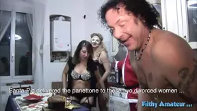 Santa-pig fucks all year round - double penetration Christmas threesome