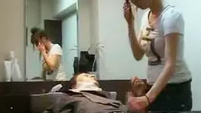 Hot Asian Hairdresser’s Blowjob in the Salon Shampoo Chair