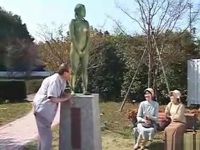 Nude Japa Babe Frozen in Garden, No Pants, All Tanlines