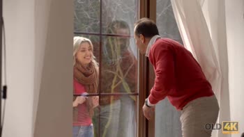 Old Man Temptation: Teen (18+) Blonde Seduced by Mature Lover