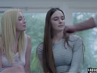 Stepdad bangs stepdaughter and her classmate