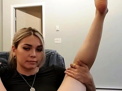 Sexy blonde enjoys foot fetish