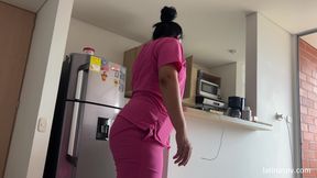 Perfect latina maid looks good in cleaning gear part 3