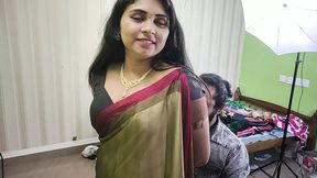 Tied nipple teases in saree surrender\