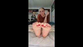 Stepmom catches you taking pics of her feet while we are both watching a movie she decides to humiliate you while giving you joi and edging you