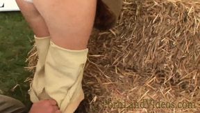 Young babe gets a facial from an old man