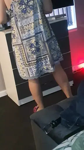 Step mom without bikini under mini dress get changed in front of step son