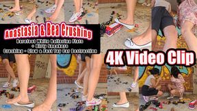 4k 60 fps | Anastasia & Bea – Barefoot White Ballerina Flats + Worn Sneakers Crush • Slow Motion & Instant Toy Car Destruction • Super Stinky Cheesy Feet Humiliation • Shy Giggling Girls • 8K VR