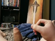 Chubby Boy Cums Hands Free on Inflatable Buttplug
