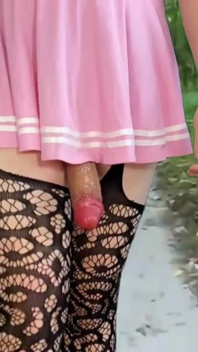 Thrilling moment from &quot;Huge cock shemale in skirt walk&quot;