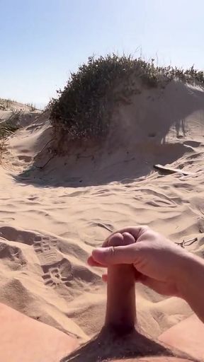 Jerking Off at The Beach Till Cumshot in Public   Clip 1
