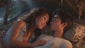 Passionate survival with my stepmother on a deserted island desire blooms in paradise AI generated
