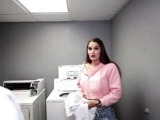 Big breasts golden-haired milf swallows huge BBC ejaculation from her late nite food delivery driver ft Misty Rein