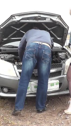 Unforgettable moment from &quot;Sexy blonde MILF car broke down. Random passerby helped fix and fucked Milf in doggy style on&quot;