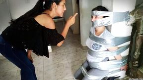 Gagged Stepsister Katherine Taped to Pillar (Full HD 1080p)