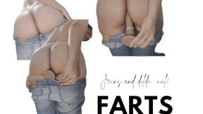 Gases encerrados en mi dildo y jeans!