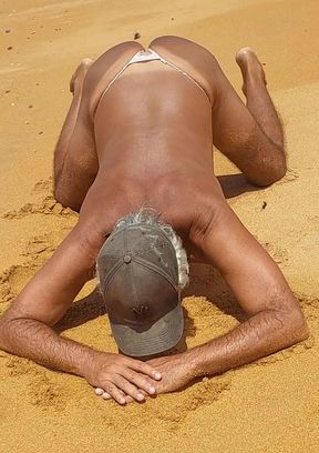 Ladysilva on all fours on the beach